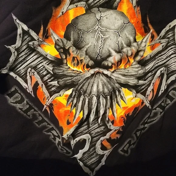 Anvil Black Short-Sleeve Tee with Flaming Skull Graphic - Picture 2 of 4